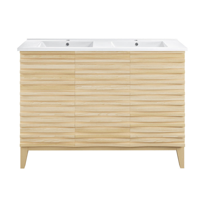 Swiss Madison Cascade 48 in. Natural Oak, Double Basin Bathroom Vanity With White Ceramic Sink Top - SM-BV557D