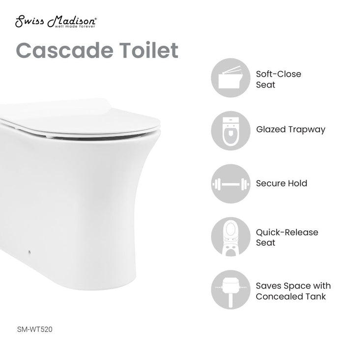 Swiss Madison Cascade Back-to-Wall Elongated Toilet Bowl - SM-WT520