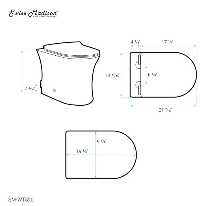 Swiss Madison Cascade Back-to-Wall Elongated Toilet Bowl - SM-WT520