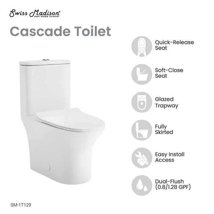 Swiss Madison Cascade One-Piece Toilet Dual-Flush 0.8/1.28 gpf - SM-1T129