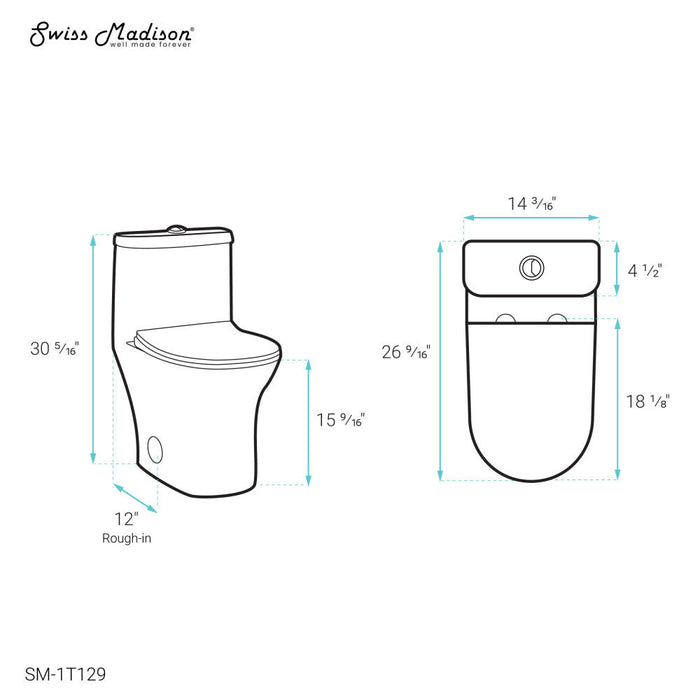 Swiss Madison Cascade One-Piece Toilet Dual-Flush 0.8/1.28 gpf - SM-1T129