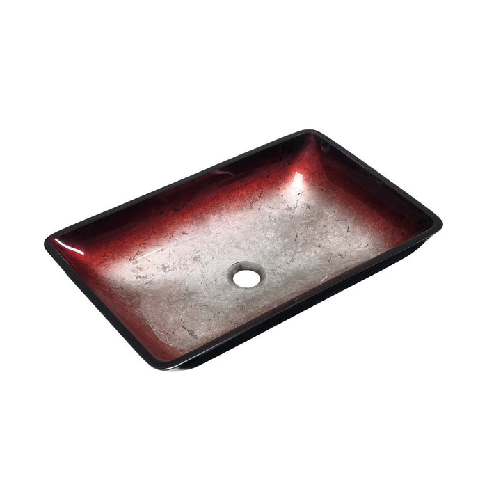 Swiss Madison Cascade Rectangular Glass Vessel Sink with Faucet, Ember Red - SM-VSF295