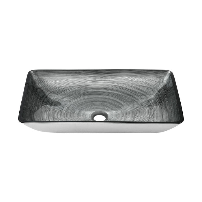 Swiss Madison Cascade Rectangular Glass Vessel Sink with Faucet, Smoky Grey - SM-VSF294