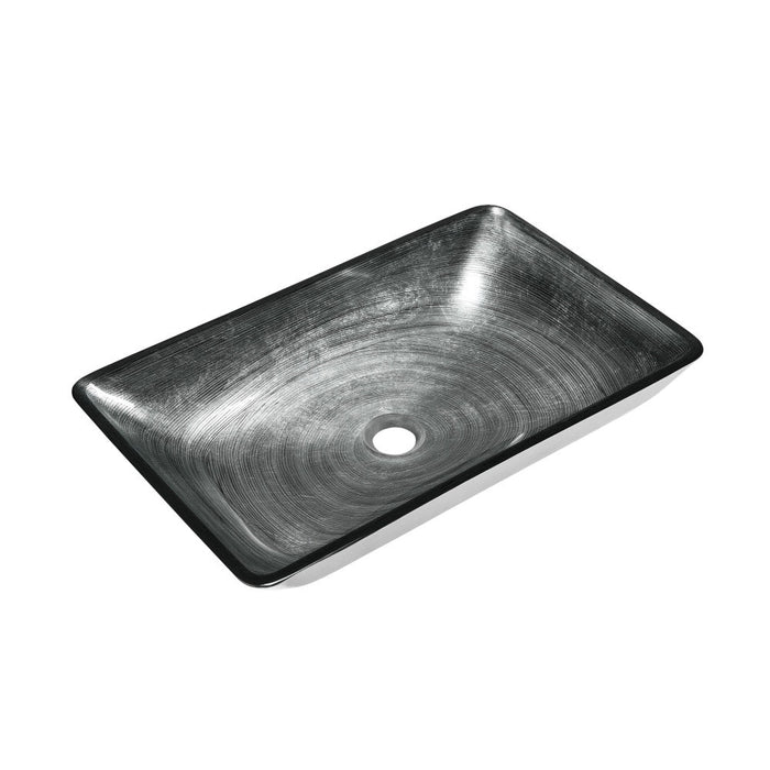 Swiss Madison Cascade Rectangular Glass Vessel Sink with Faucet, Smoky Grey - SM-VSF294