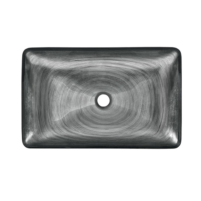 Swiss Madison Cascade Rectangular Glass Vessel Sink with Faucet, Smoky Grey - SM-VSF294