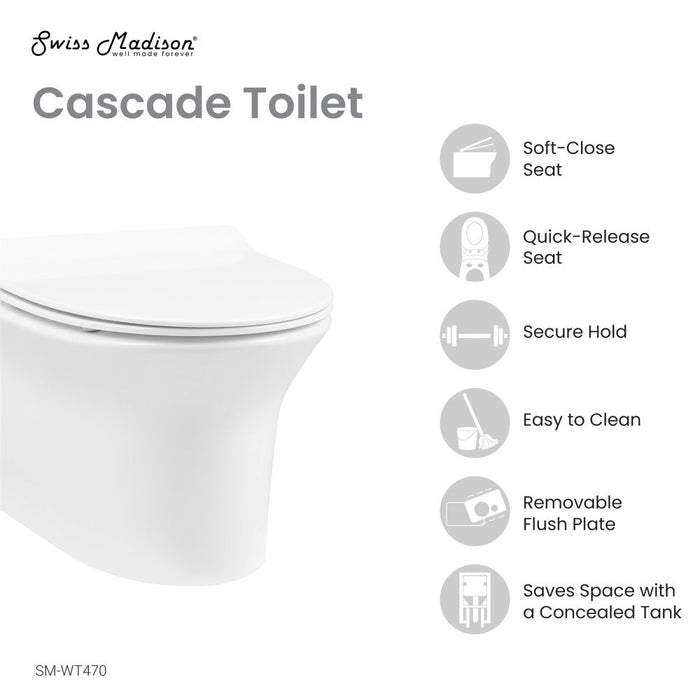 Swiss Madison Cascade Wall-Hung Elongated Toilet Bowl - SM-WT470