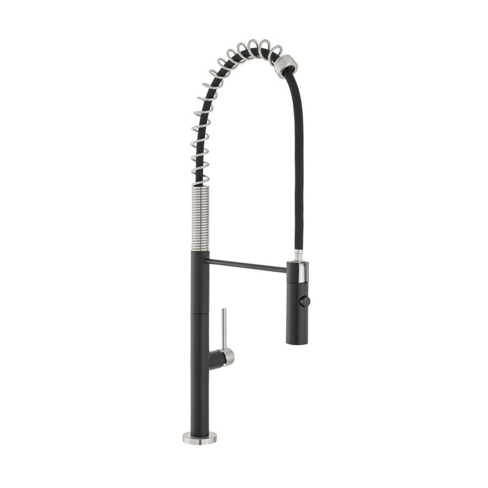 Swiss Madison Chalet Single Handle, Pull-Down Kitchen Faucet in Brushed Nickel and Black
