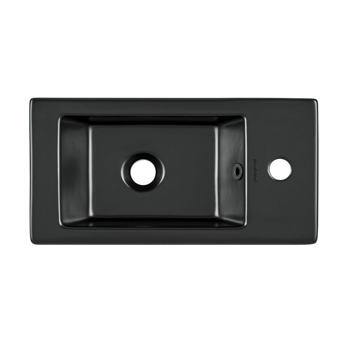 Swiss Madison Voltaire 19.5 x 10 Rectangular Ceramic Wall Hung Sink with Right Side Faucet Mount, Matte Black