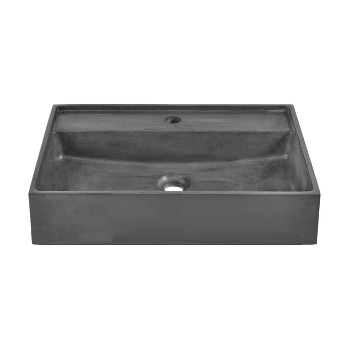 Swiss Madison Lisse 23.5" Rectangle Concrete Vessel Bathroom Sink in Dark Grey