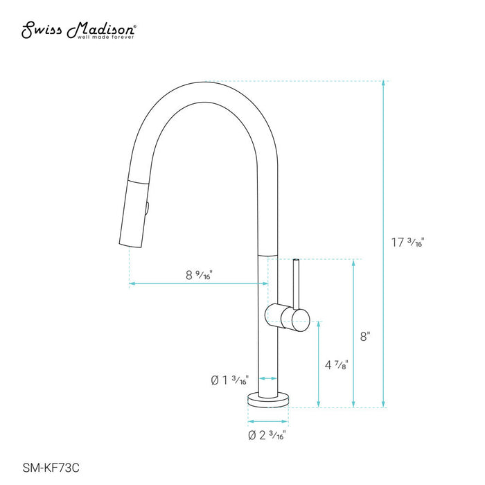 Swiss Madison Chalet Single Handle, Pull-Down Kitchen Faucet in Chrome - SM-KF73C