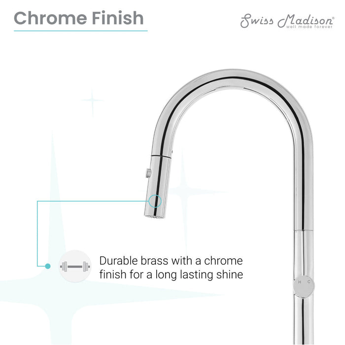 Swiss Madison Chalet Single Handle, Pull-Down Kitchen Faucet in Chrome - SM-KF73C