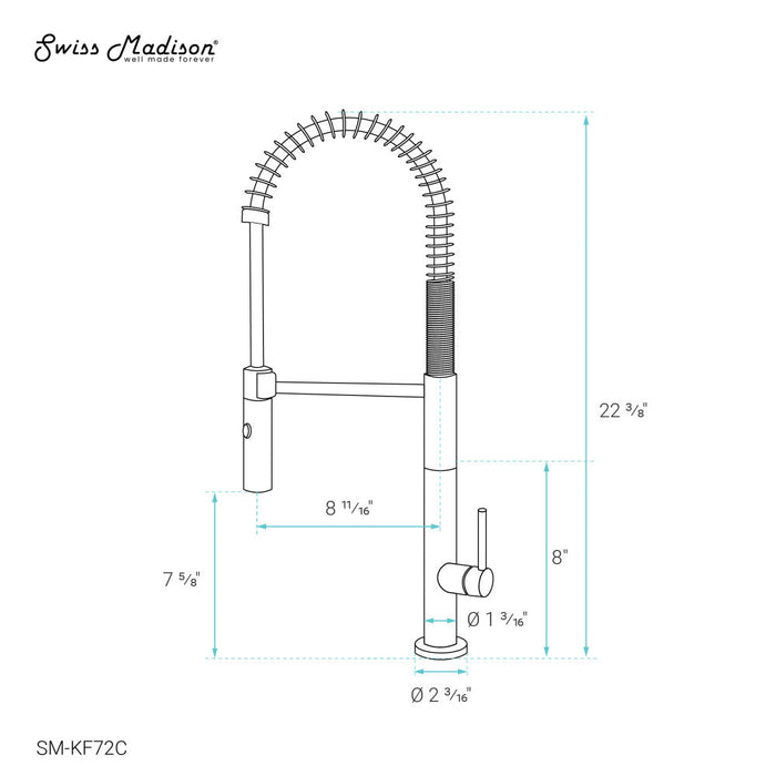 Swiss Madison Chalet Single Handle, Pull-Down Kitchen Faucet in Chrome - SM-KF72C