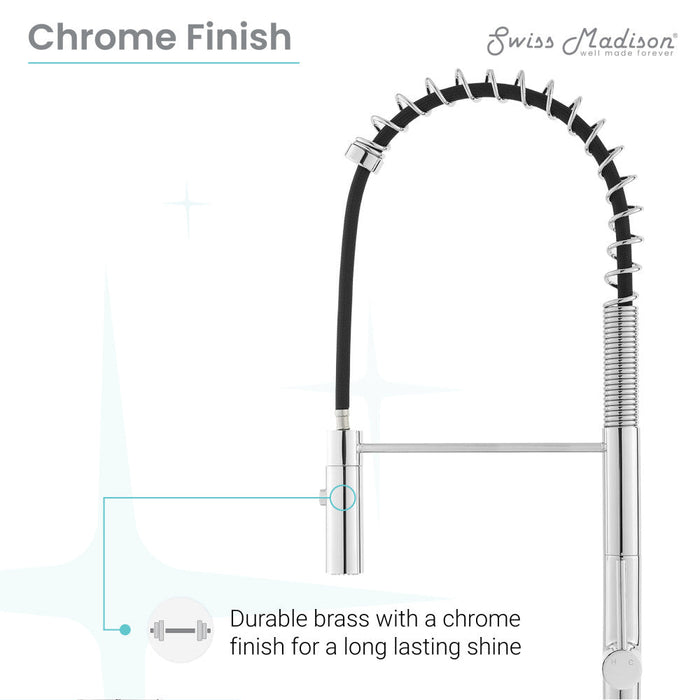 Swiss Madison Chalet Single Handle, Pull-Down Kitchen Faucet in Chrome - SM-KF72C