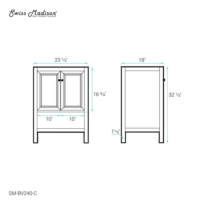 Swiss Madison Chateau 24" Bathroom Vanity in Natural Oak - Cabinet - SM-BV240-C