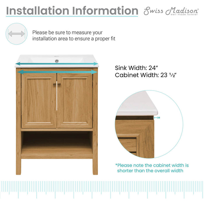 Swiss Madison Chateau 24" Bathroom Vanity in Natural Oak - SM-BV240