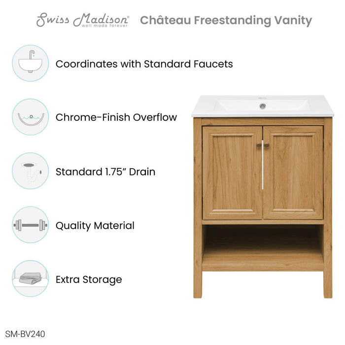 Swiss Madison Chateau 24" Bathroom Vanity in Natural Oak - SM-BV240