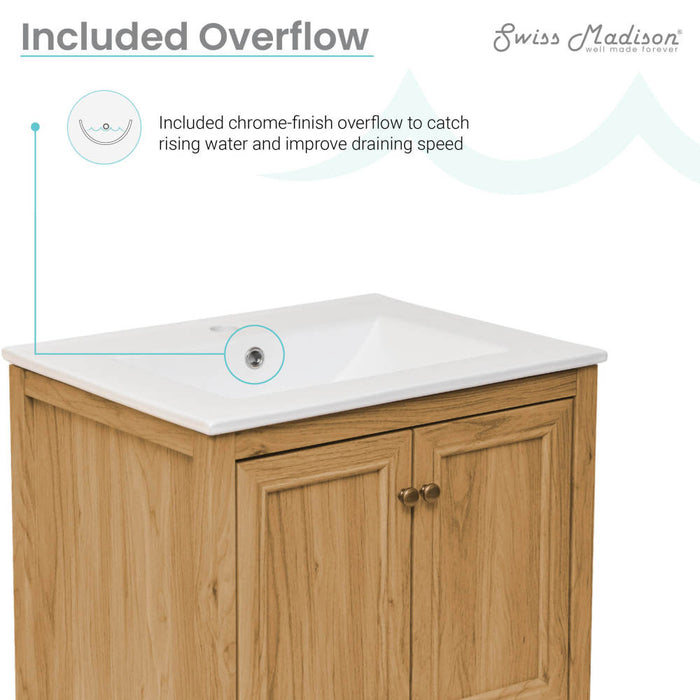 Swiss Madison Chateau 24" Bathroom Vanity in Natural Oak - SM-BV240