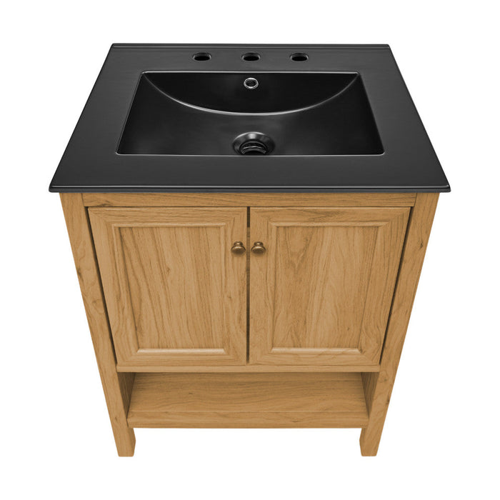 Swiss Madison Château 24 in. Natural Oak Bathroom Vanity With Black, 3-Hole Ceramic Sink Top - SM-BV240-3MB