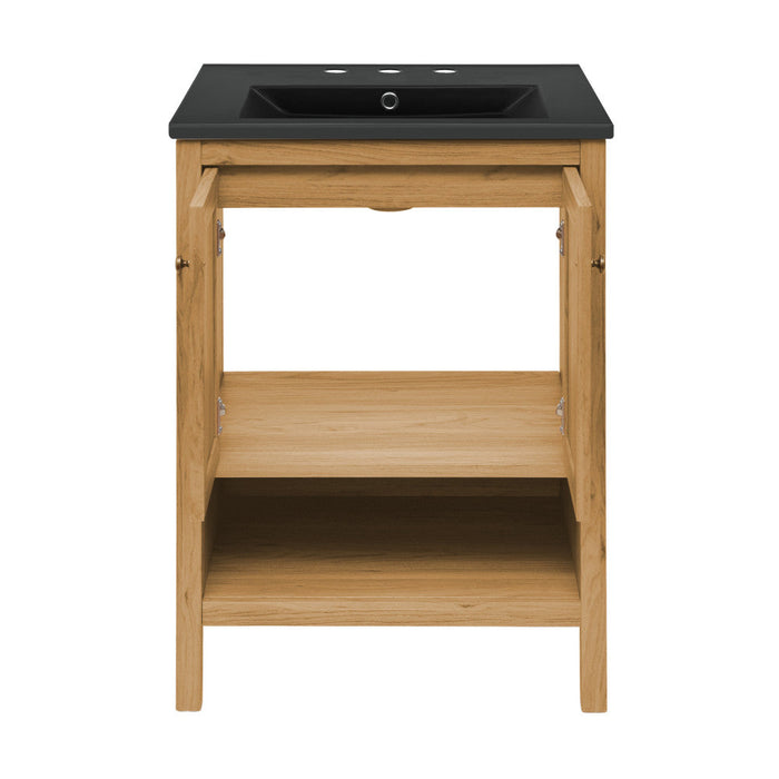 Swiss Madison Château 24 in. Natural Oak Bathroom Vanity With Black, 3-Hole Ceramic Sink Top - SM-BV240-3MB