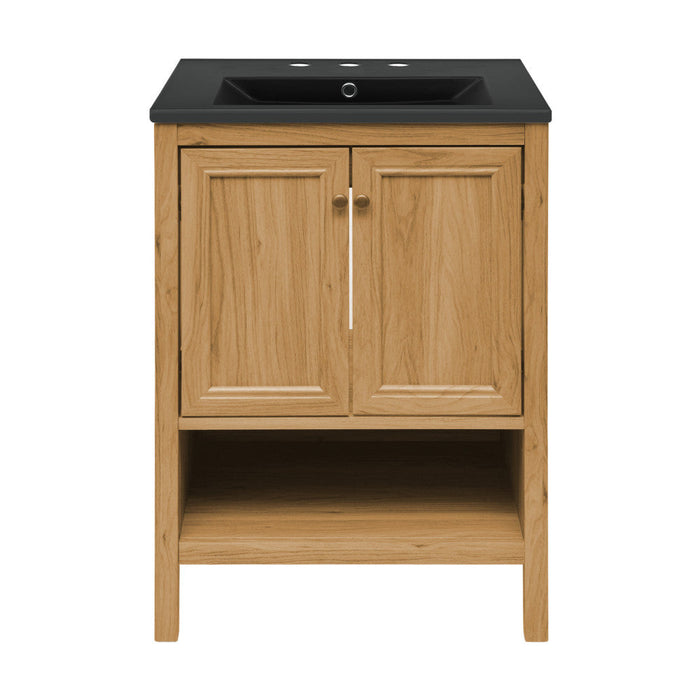 Swiss Madison Château 24 in. Natural Oak Bathroom Vanity With Black, 3-Hole Ceramic Sink Top - SM-BV240-3MB