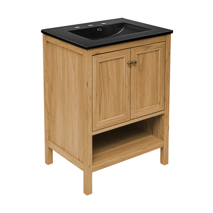 Swiss Madison Château 24 in. Natural Oak Bathroom Vanity With Black, 3-Hole Ceramic Sink Top - SM-BV240-3MB