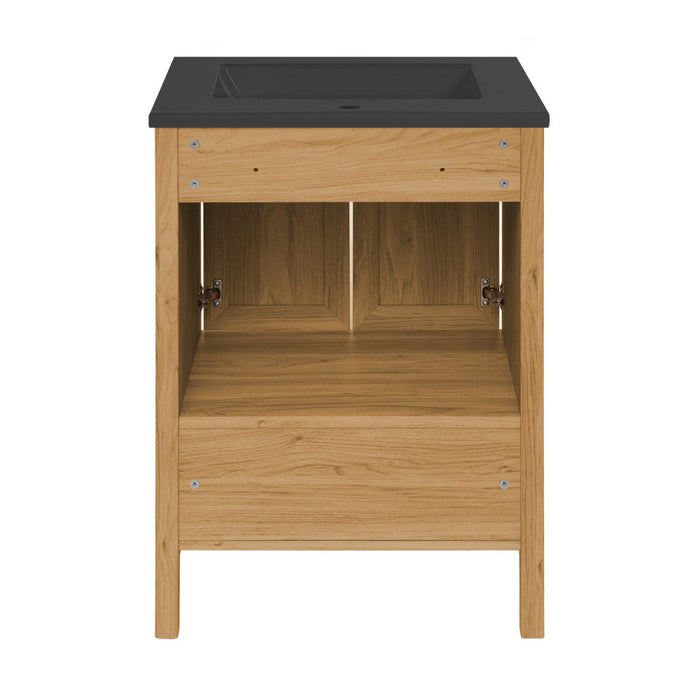 Swiss Madison Château 24 in. Natural Oak Bathroom Vanity With Black Ceramic Sink Top - SM-BV240MB