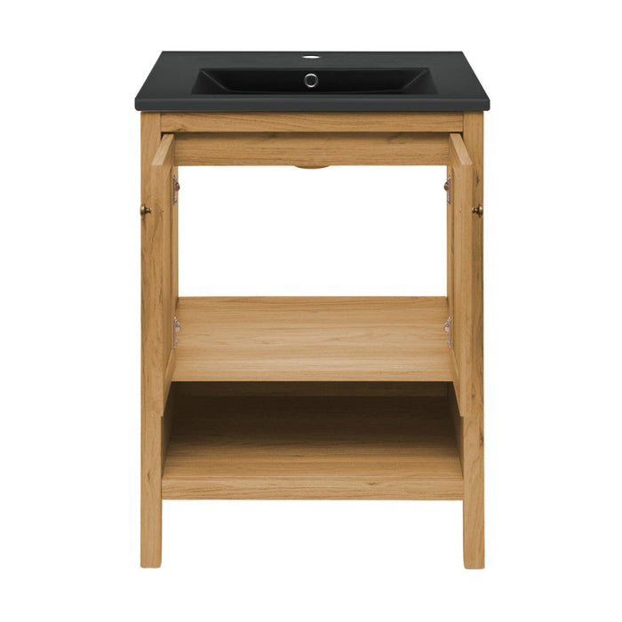 Swiss Madison Château 24 in. Natural Oak Bathroom Vanity With Black Ceramic Sink Top - SM-BV240MB