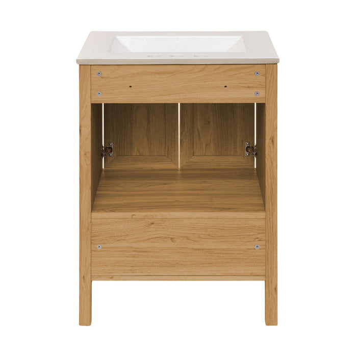 Swiss Madison Château 24 in. Natural Oak Bathroom Vanity With White, 3-Hole Ceramic Sink Top - SM-BV240-3