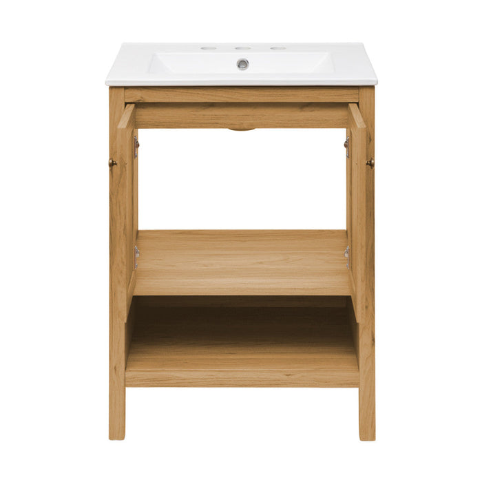 Swiss Madison Château 24 in. Natural Oak Bathroom Vanity With White, 3-Hole Ceramic Sink Top - SM-BV240-3