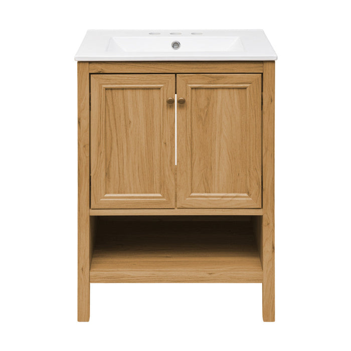 Swiss Madison Château 24 in. Natural Oak Bathroom Vanity With White, 3-Hole Ceramic Sink Top - SM-BV240-3