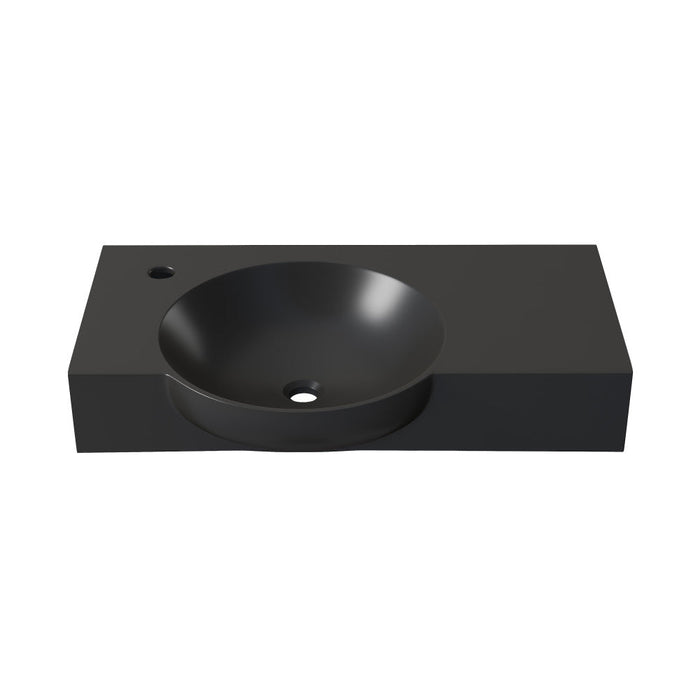 Swiss Madison Chateau 30" Left Side Faucet Wall-Mount Bathroom Sink in Matte Black - SM-WS326MB