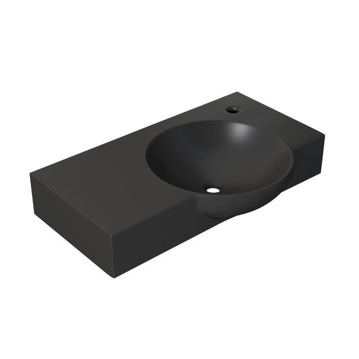 Swiss Madison Chateau 30" Right Side Faucet Wall-Mount Bathroom Sink in Matte Black - SM-WS325MB