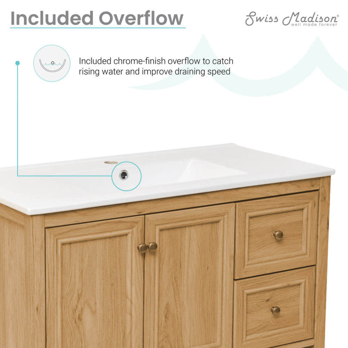 Swiss Madison Chateau 36" Bathroom Vanity in Natural Oak - SM-BV241