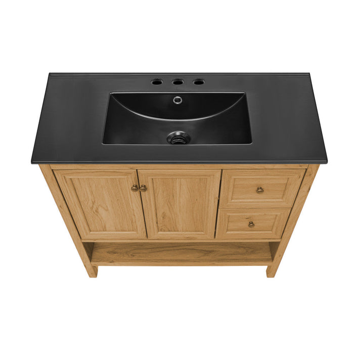 Swiss Madison Château 36 in. Brown Oak Bathroom Vanity With Black, 3-Hole Ceramic Sink Top - SM-BV241-3MB