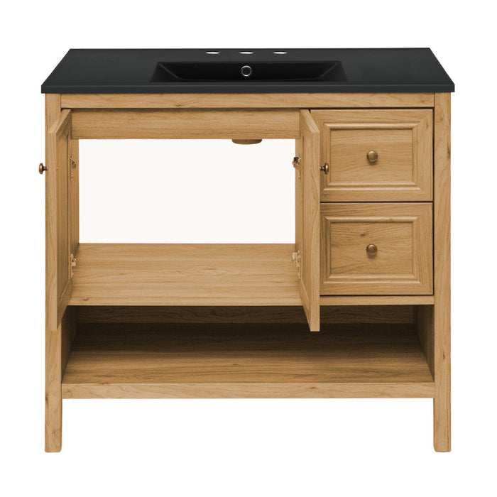 Swiss Madison Château 36 in. Brown Oak Bathroom Vanity With Black, 3-Hole Ceramic Sink Top - SM-BV241-3MB