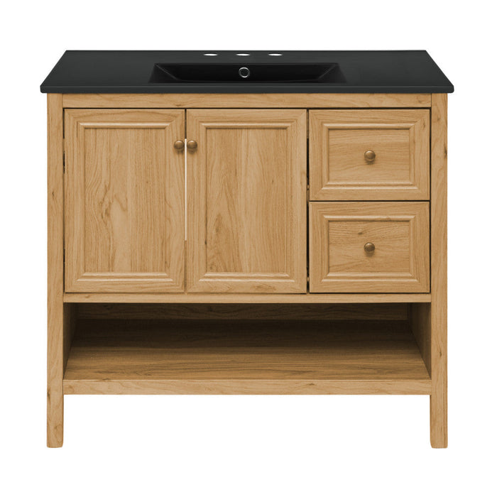 Swiss Madison Château 36 in. Brown Oak Bathroom Vanity With Black, 3-Hole Ceramic Sink Top - SM-BV241-3MB