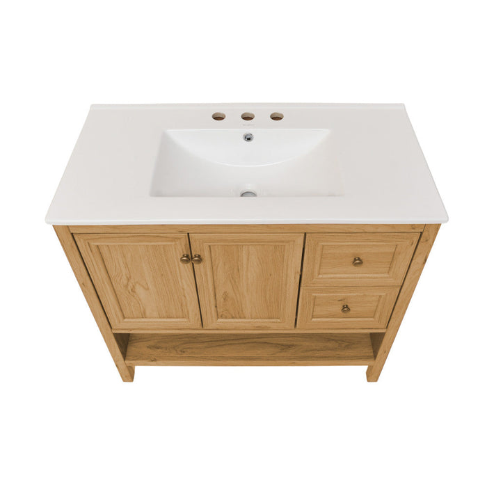 Swiss Madison Château 36 in. Brown Oak Bathroom Vanity With White, 3-Hole Ceramic Sink Top - SM-BV241-3