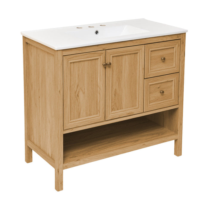 Swiss Madison Château 36 in. Brown Oak Bathroom Vanity With White, 3-Hole Ceramic Sink Top - SM-BV241-3