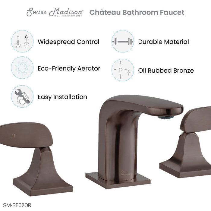 Swiss Madison Chateau 8 in. Widespread, 2-Handle, Bathroom Faucet in Oil Rubbed Bronze - SM-BF02OR