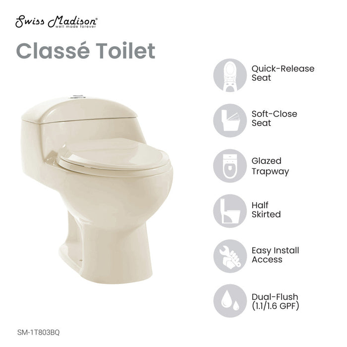 Swiss Madison Chateau One-Piece Elongated Dual-Flush Toilet in Bisque 1.1/1.6 gpf - SM-1T803BQ