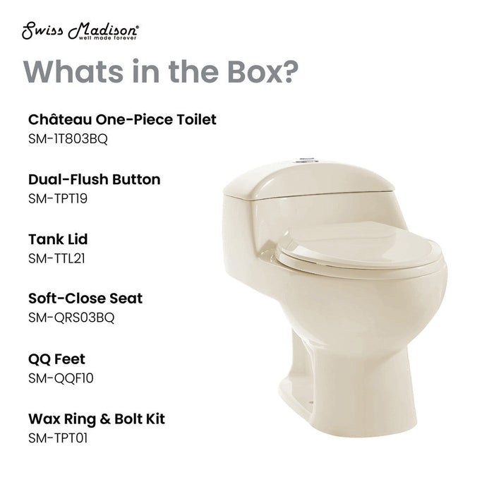 Swiss Madison Chateau One-Piece Elongated Dual-Flush Toilet in Bisque 1.1/1.6 gpf - SM-1T803BQ