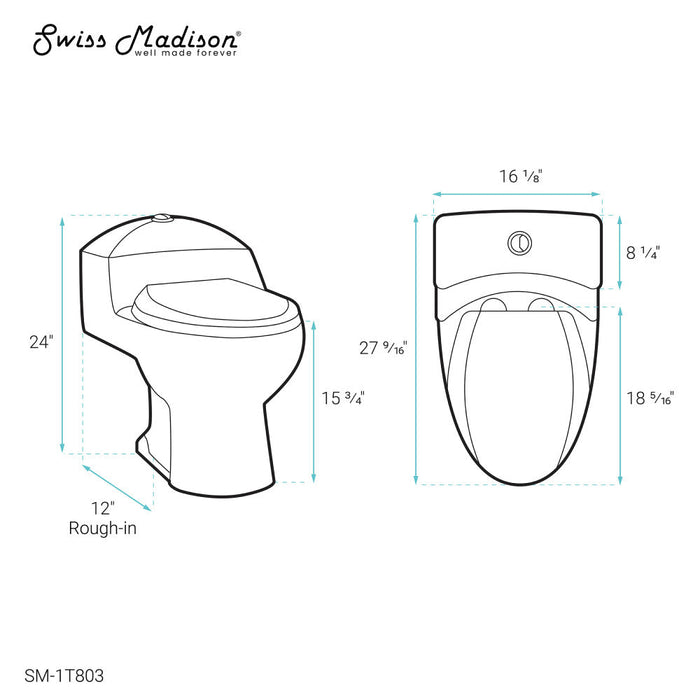 Swiss Madison Chateau One-Piece Elongated Toilet Dual-Flush 1.1/1.6 gpf - SM-1T803