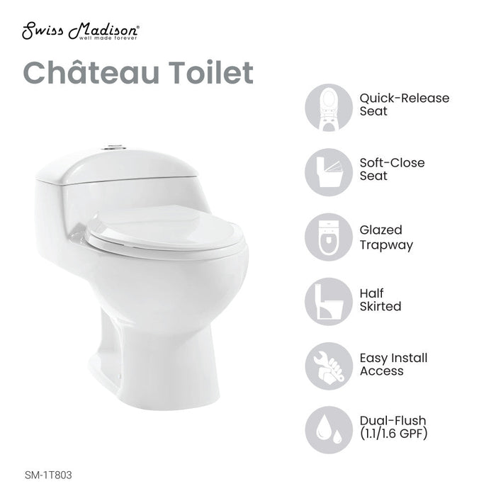 Swiss Madison Chateau One-Piece Elongated Toilet Dual-Flush 1.1/1.6 gpf - SM-1T803