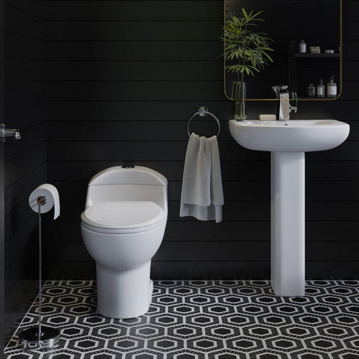 Swiss Madison Chateau One Piece Elongated Toilet Dual Flush, Black Hardware 1.1/1.6 gpf - SM-1T803HB