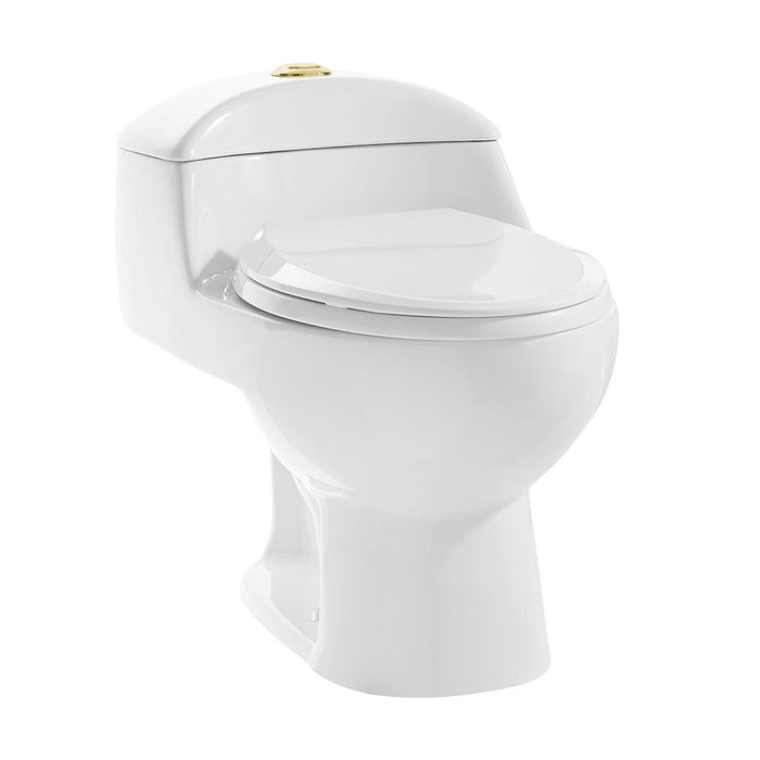 Swiss Madison Chateau One Piece Elongated Toilet Dual Flush, Brushed Gold Hardware 1.1/1.6 gpf - SM-1T803HG