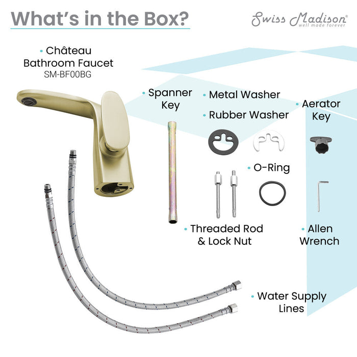 Swiss Madison Chateau Single Hole, Single-Handle, Bathroom Faucet in Brushed Gold - SM-BF00BG