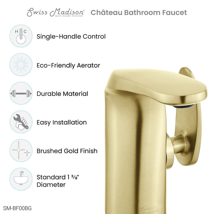 Swiss Madison Chateau Single Hole, Single-Handle, Bathroom Faucet in Brushed Gold - SM-BF00BG