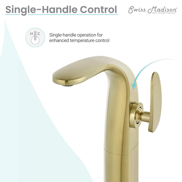 Swiss Madison Chateau Single Hole, Single-Handle, High Arc Bathroom Faucet in Brushed Gold - SM-BF01BG