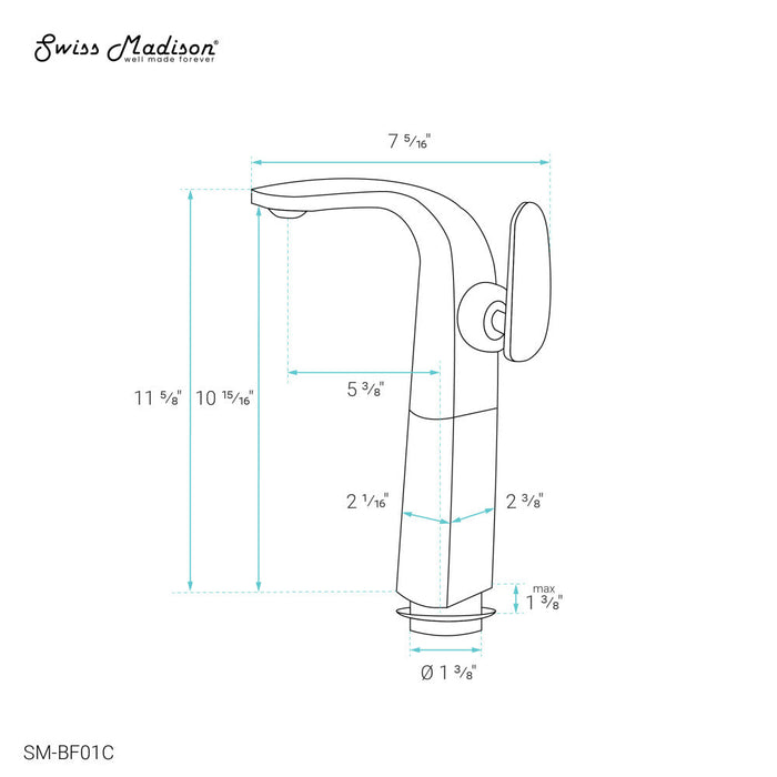 Swiss Madison Chateau Single Hole, Single-Handle, Bathroom Faucet in Chrome - SM-BF01C