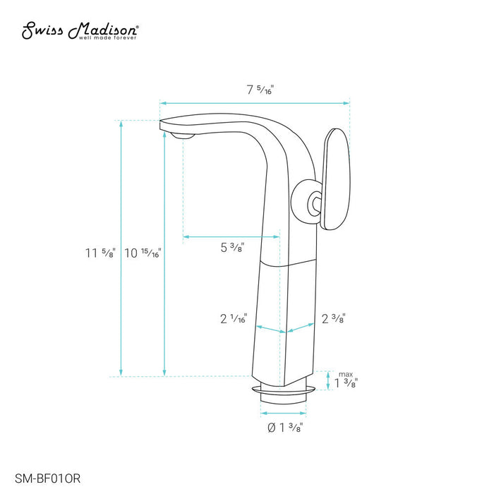 Swiss Madison Chateau Single Hole, Single-Handle, High Arc Bathroom Faucet in Oil Rubbed Bronze - SM-BF01OR